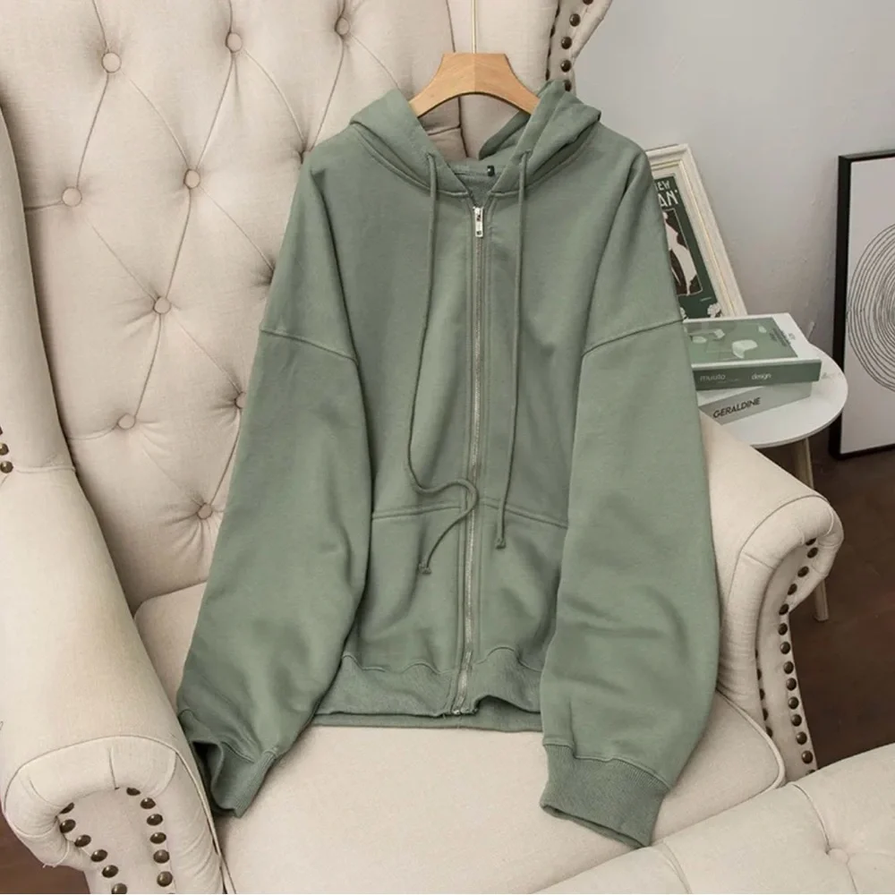 ｛Brandy❤️Melville｝Brand New Christy Hoodie/onesized fit, zip-up - Picture 7 of 10